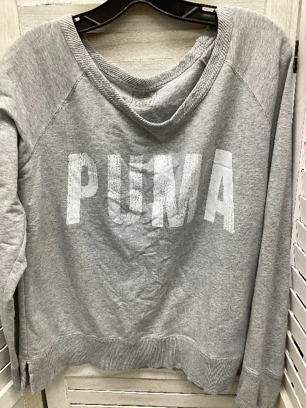 Athletic Sweatshirt Crewneck By Puma In Grey, Size: Xl