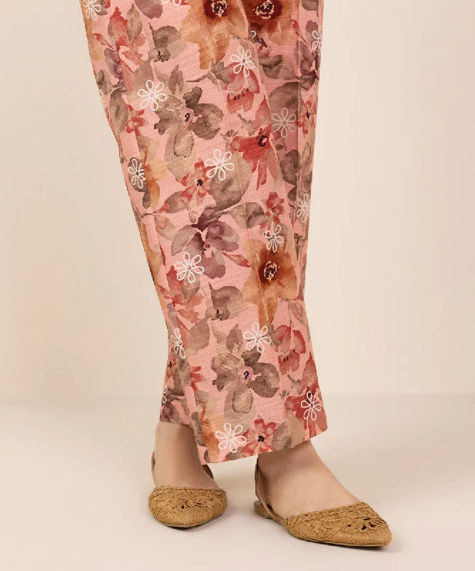 Printed Khaddar Straight Pants