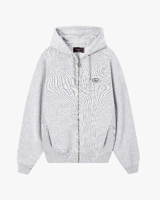 ESSENTIALS ZIP-UP HOODIE GREY MELANGE