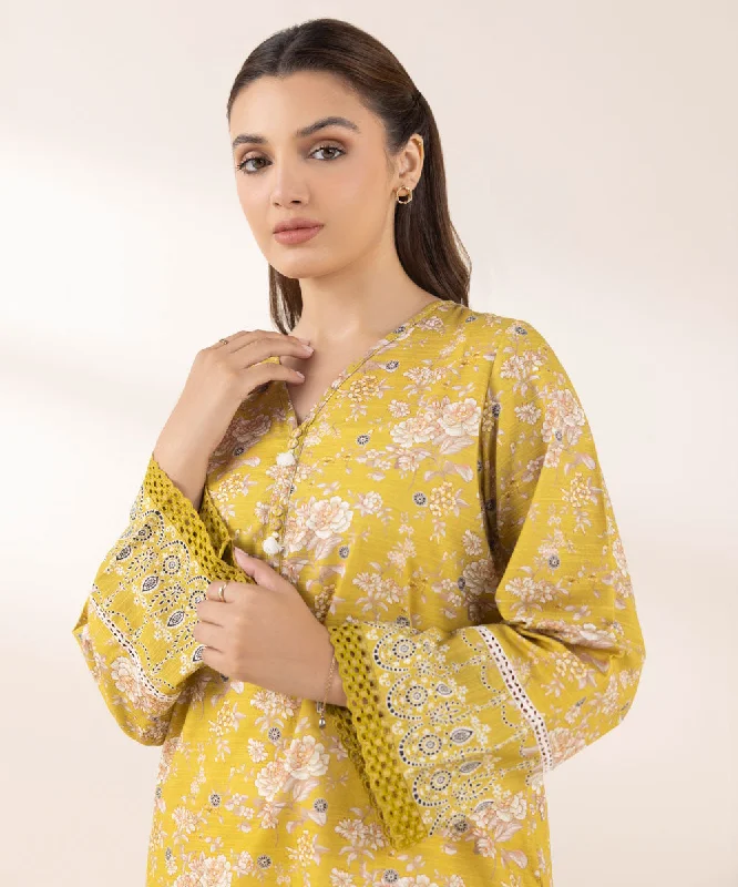 Printed Zari Khaddar Shirt