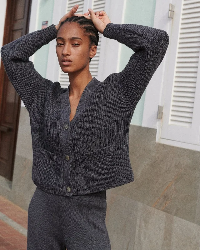 Preila: Charcoal Merino Wool Cardigan