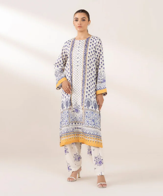 2 Piece - Printed Silk Suit