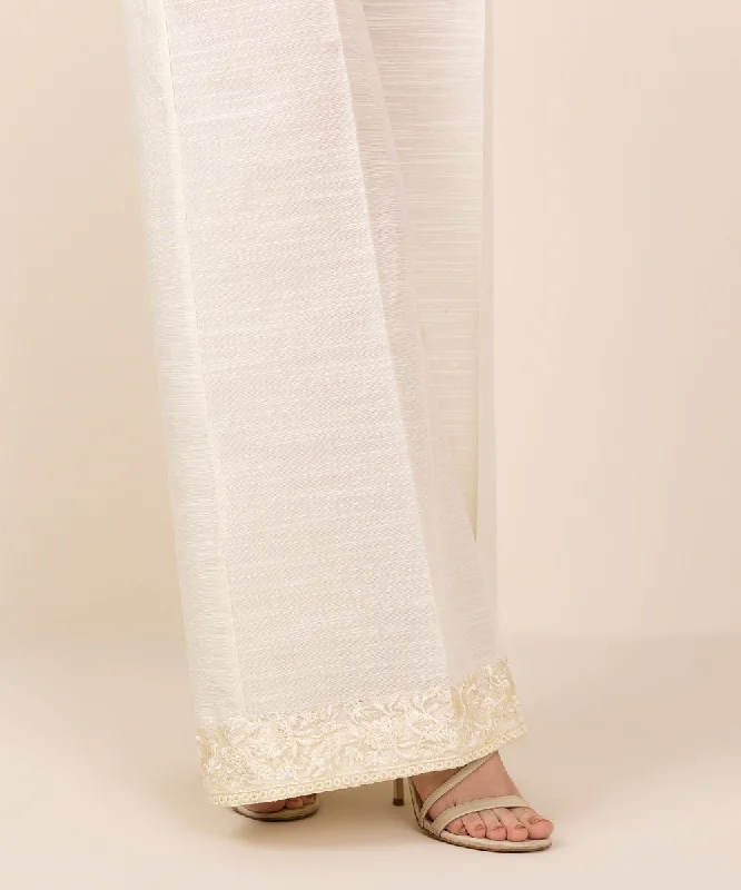 Embroidered Khaddar Flared Pants