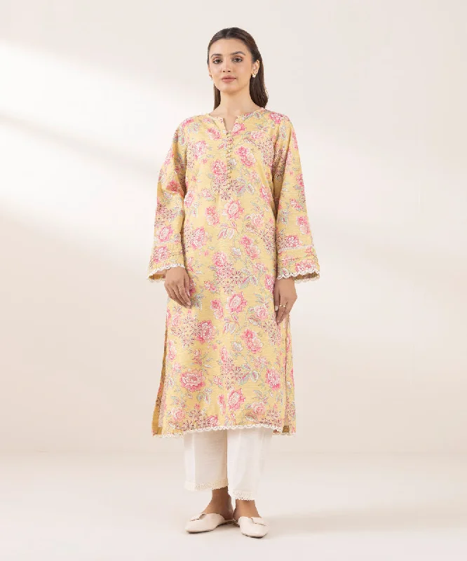 Printed Zari Khaddar Shirt