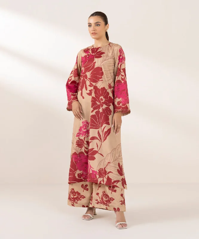 2 Piece - Printed Silk Suit