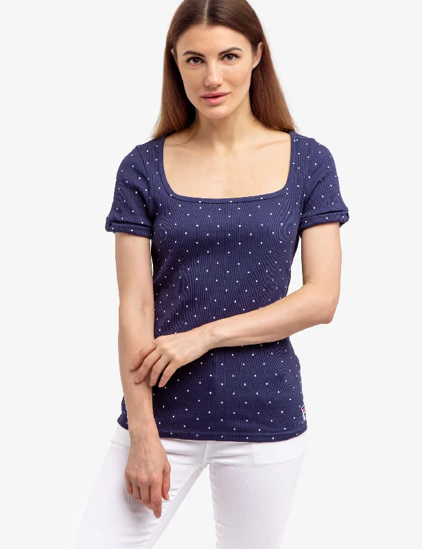 RIB SQUARE NECK DOT T-SHIRT