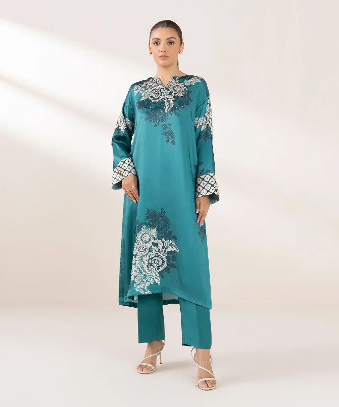 2 Piece - Embellished Silk Suit