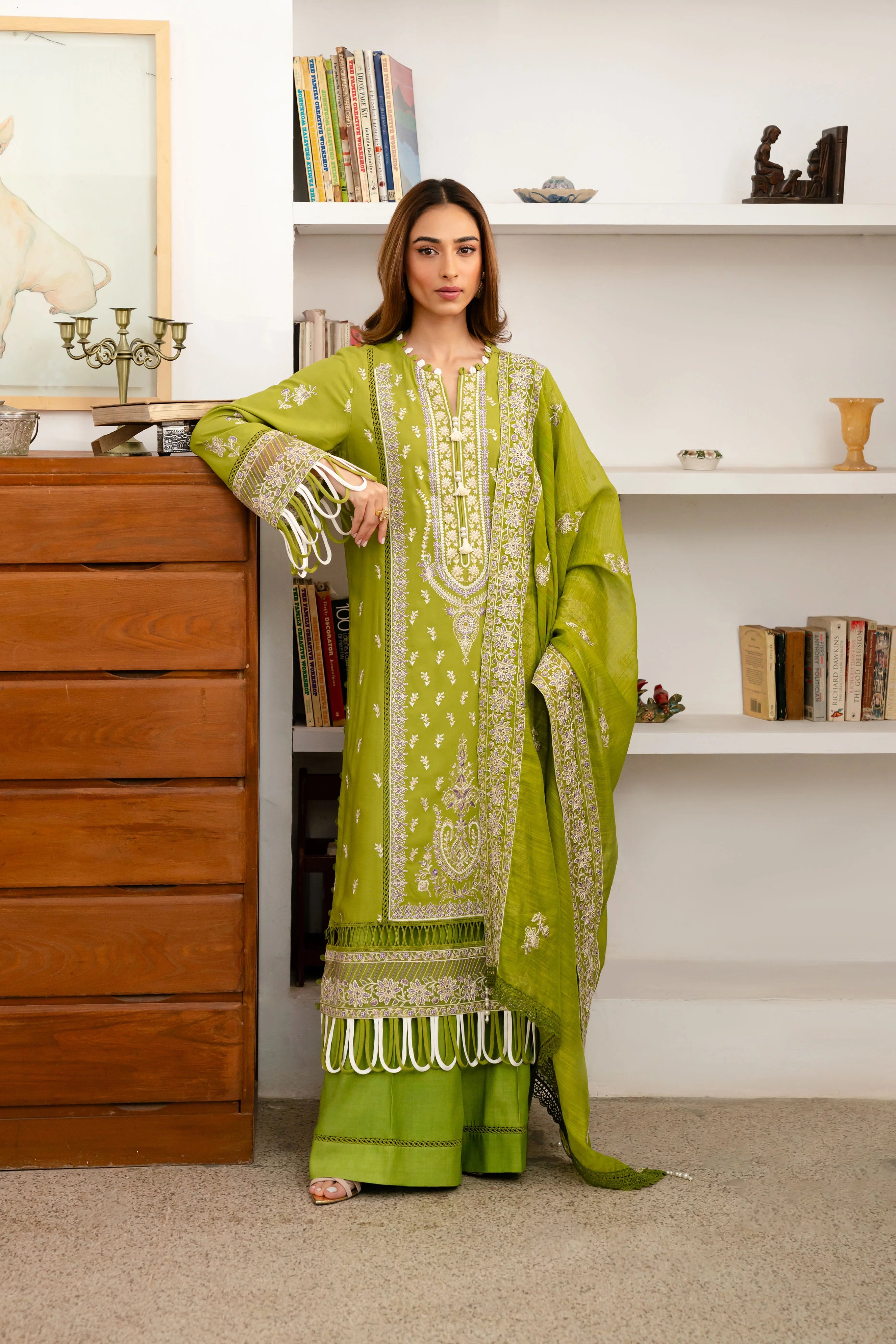 3 Piece Embroidered Linen Suit