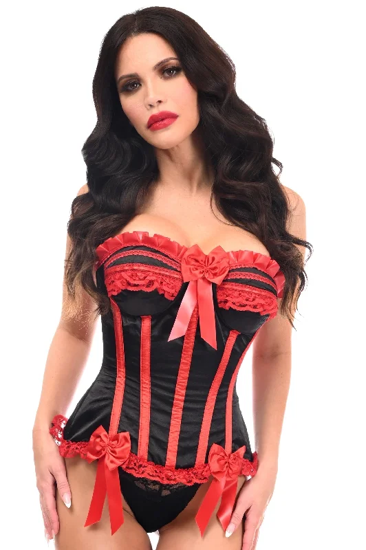 Daisy TD-161 Black/Red Steel Boned Burlesque Corset