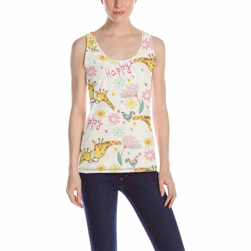 Women's Tank Top print with colorful cute Giraffe pattern