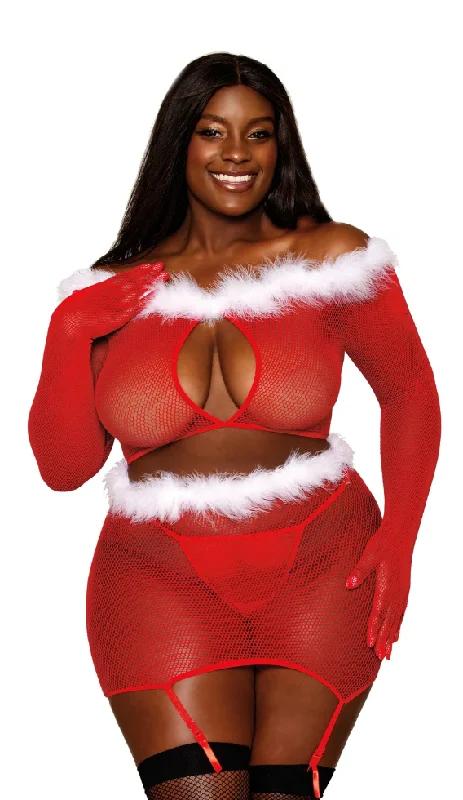 Santa Two-Piece  - Fishnet Plus Size