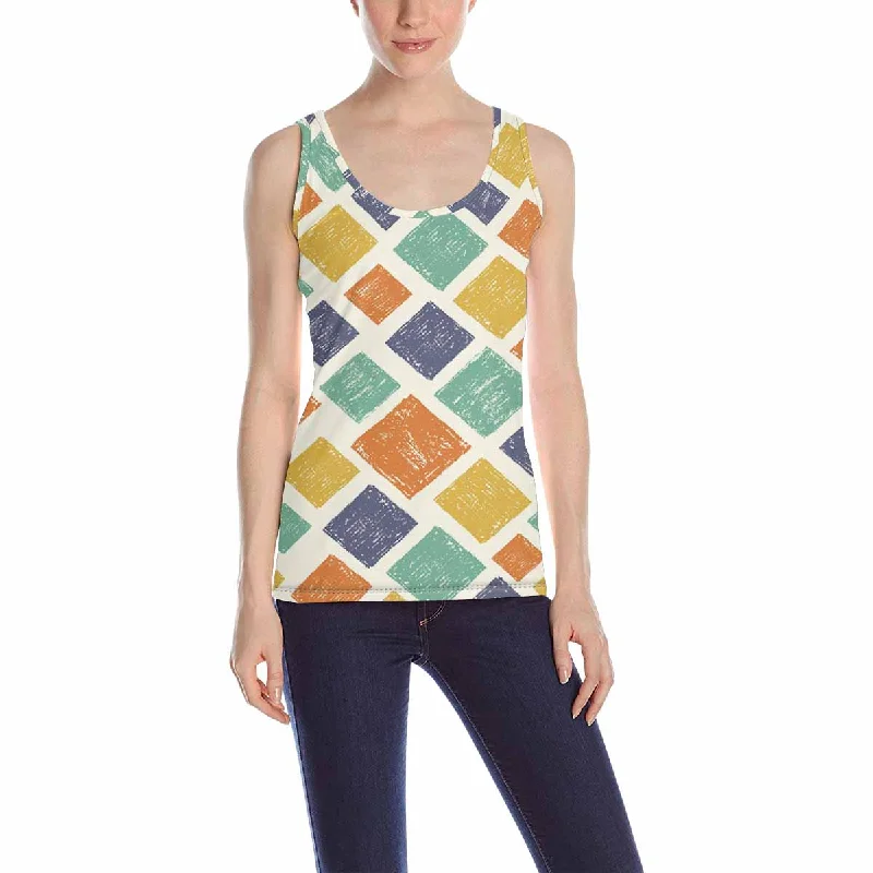 Women's Tank Top print with colorful Rectangle pattern