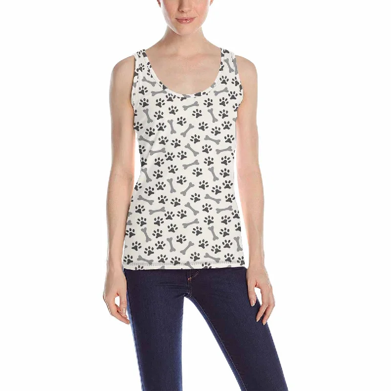 Women's Tank Top print with dogs paws bones pattern