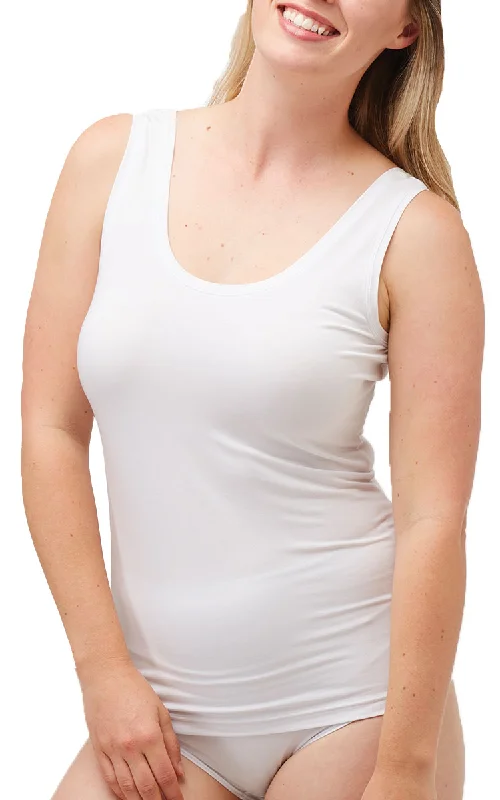 Tani 100% Modal Singlet with Wide Straps in White 79246