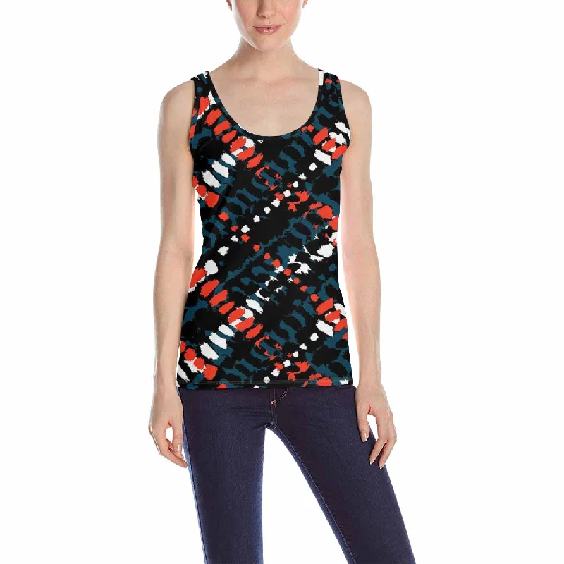 Women's Tank Top print with dark plaid pattern