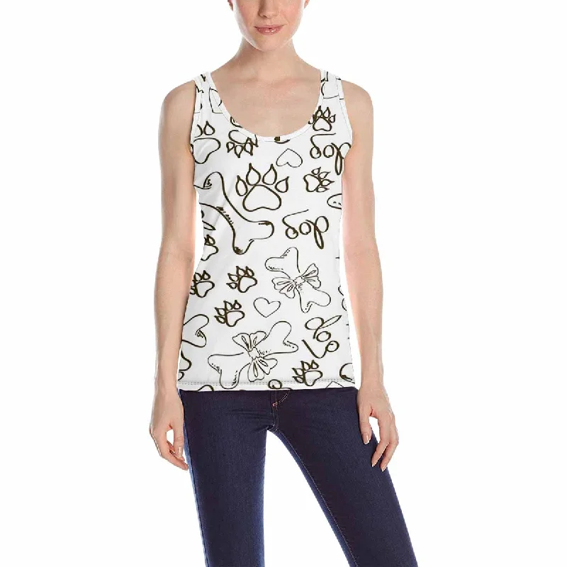 Women's Tank Top print with pattern of dog's paws and bones