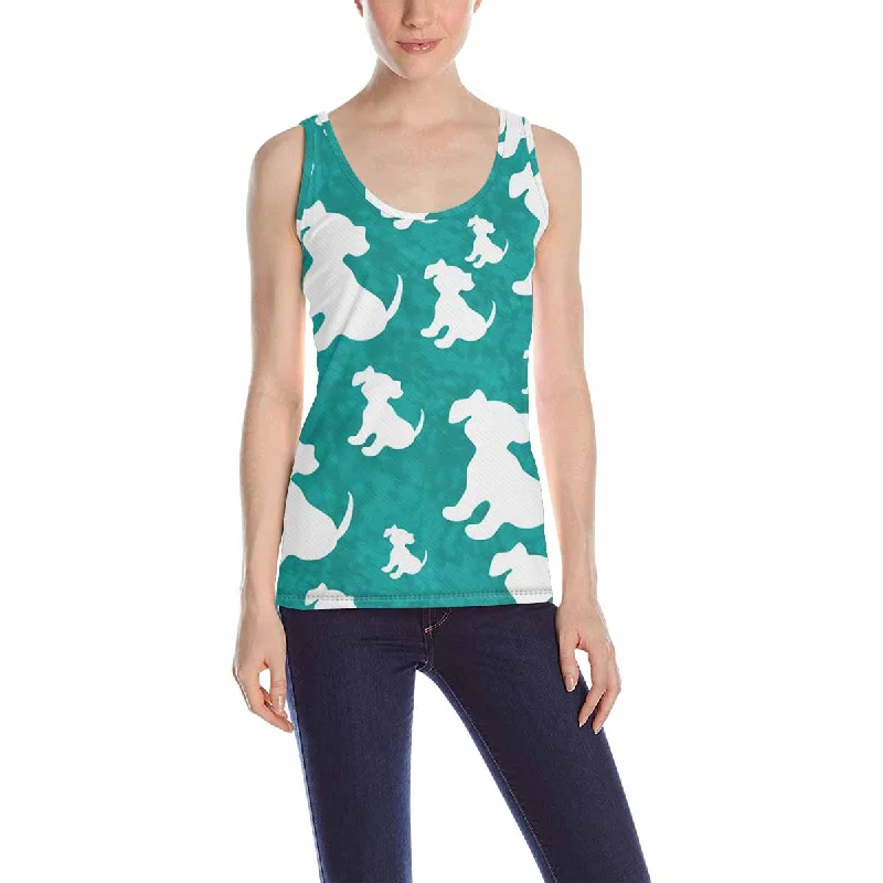 Women's Tank Top print with watercolor dogs pattern