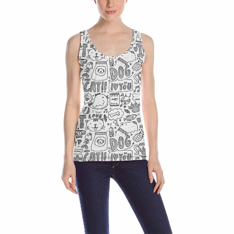 Women's Tank Top print with doodle pet pattern