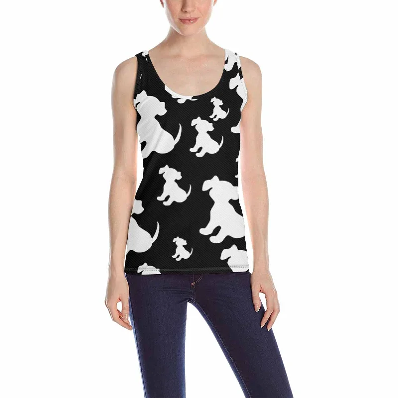 Women's Tank Top print with black white cute dots pattern