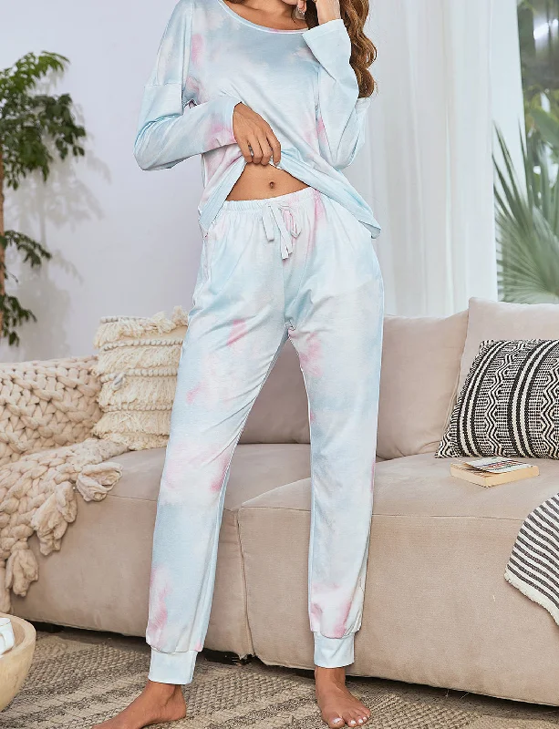 Tie-Dye Crew Neck Home Wear Pajama Set