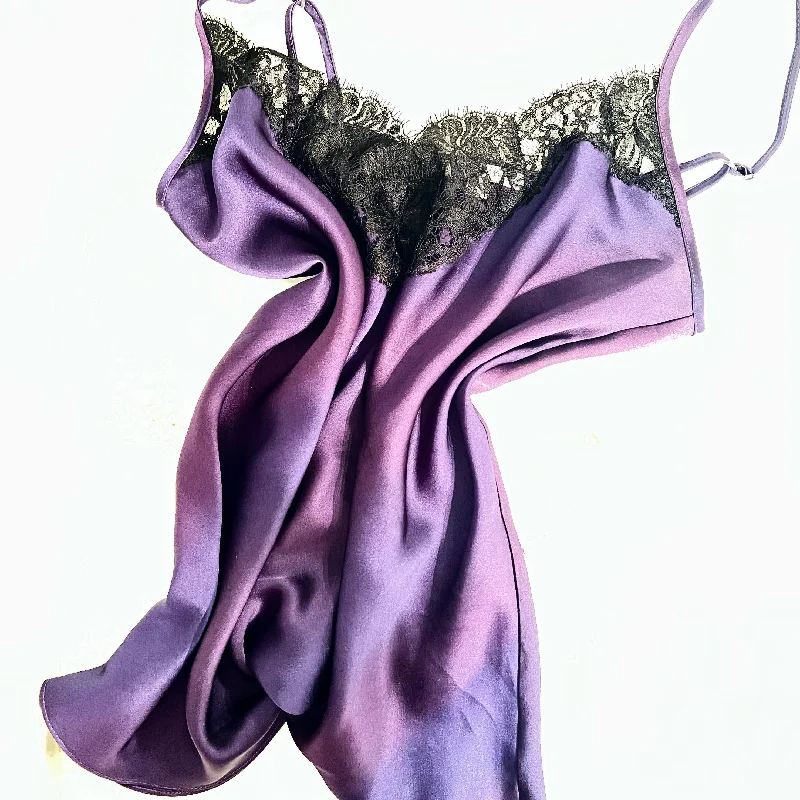 Hand-painted silk camisole with French lace