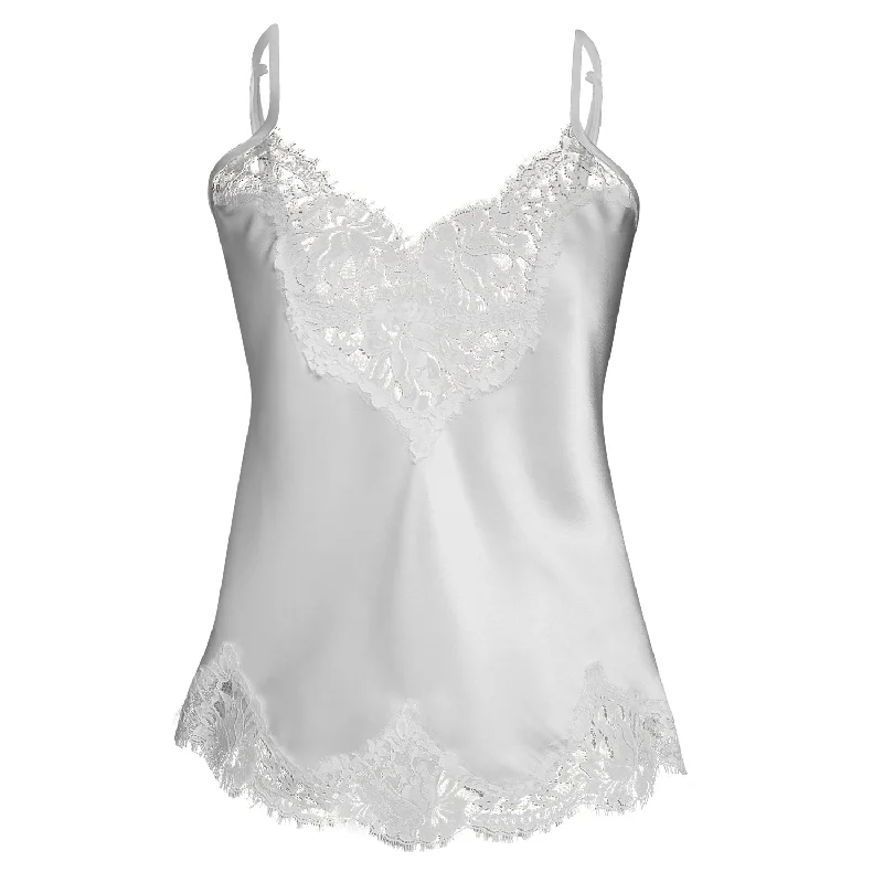 Silk Camisole with Scalloped French Lace - Ivory