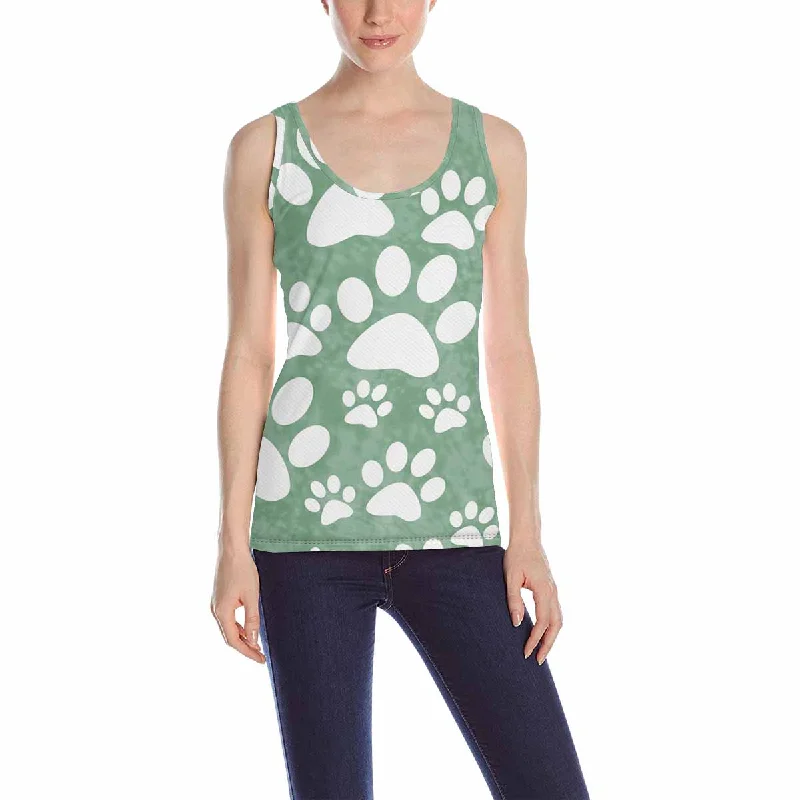 Women's Tank Top print with dogs paw pattern