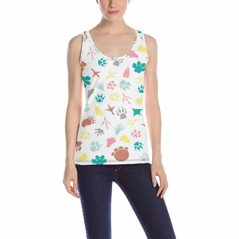 Women's Tank Top print with Colorful animal footprints pattern