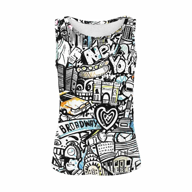 Women's Tank Top print with New York Doodle pattern