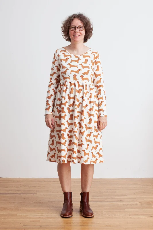 Women's Copenhagen Dress - Dachshunds Brown