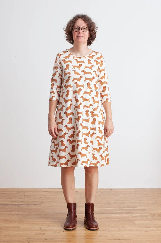 Women's Helsinki Dress - Dachshunds Brown