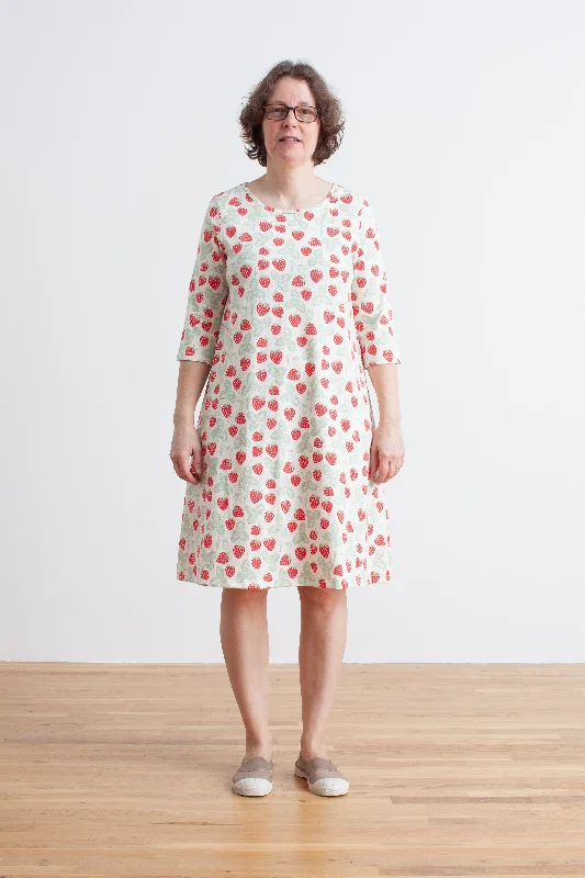 Women's Helsinki Dress - Strawberries Red & Green