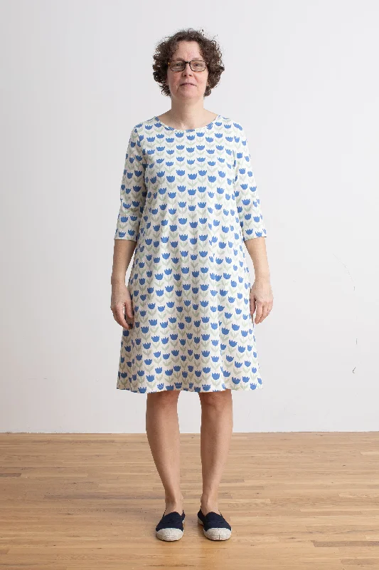 Women's Helsinki Dress - Tulips Blue