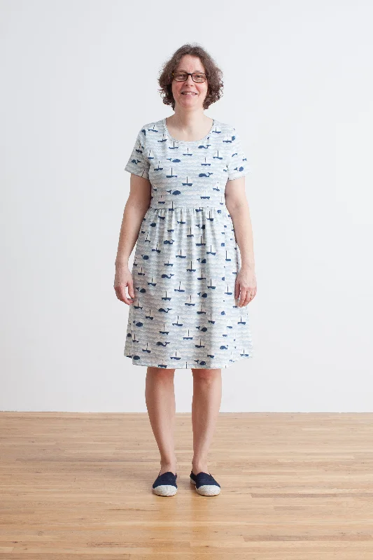 Women's Stockholm Dress - Sailboats Ocean Blue & Navy