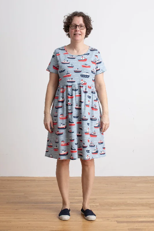 Women's Stockholm Dress - Tugboats Pale Blue