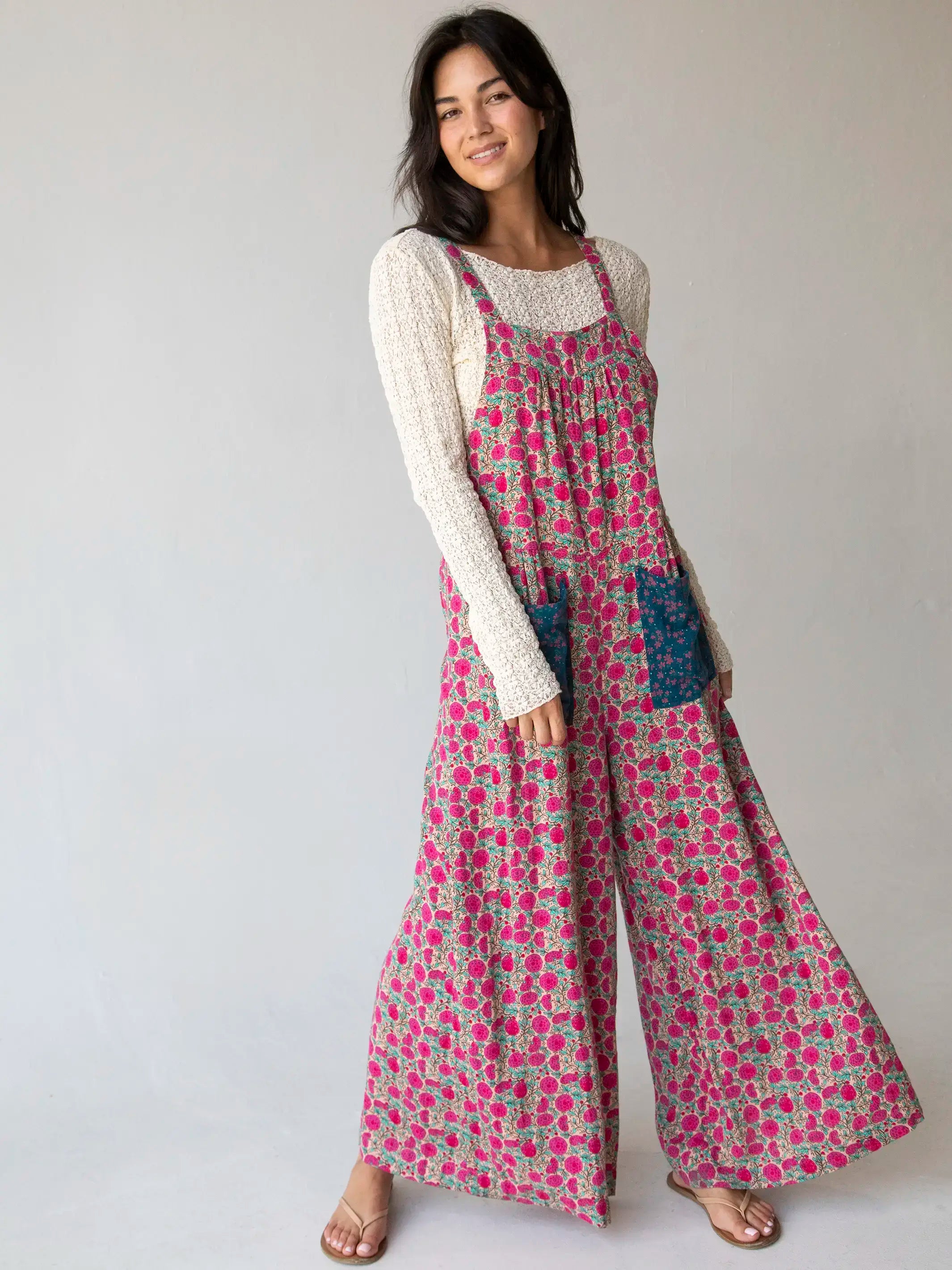 Dakota Tie Overall - Pink Puff Floral Cotton