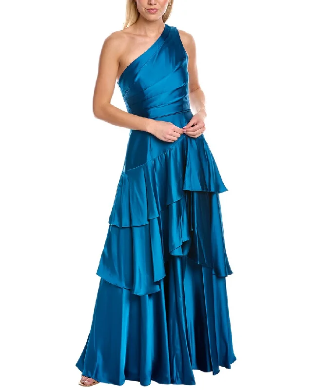 Aidan Mattox One-Shoulder Gown