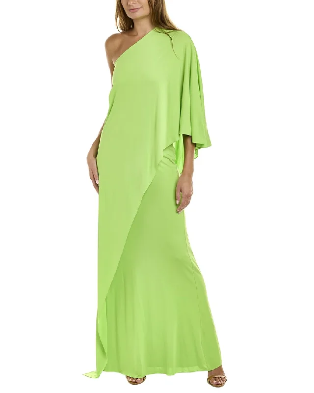 Halston Alyssa Jersey Cascade Gown