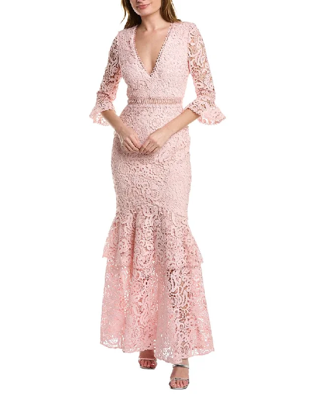 ML Monique Lhuillier Lace Gown