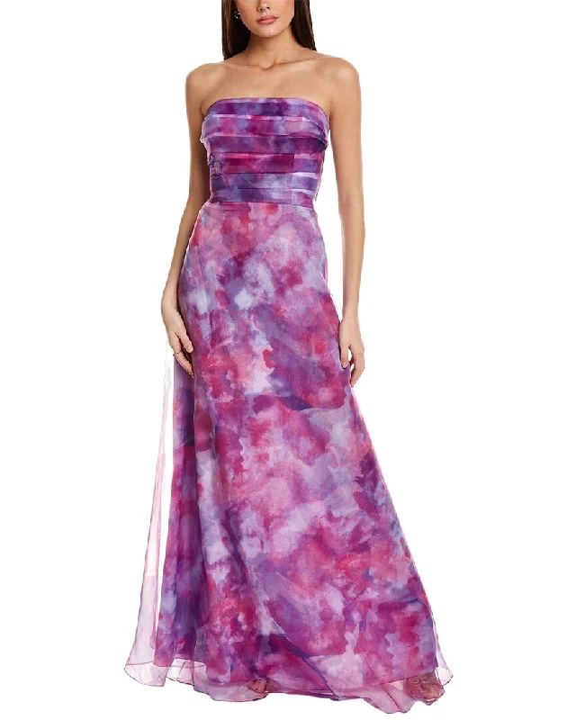 Rene Ruiz Floral Organza Strapless A-Line Gown