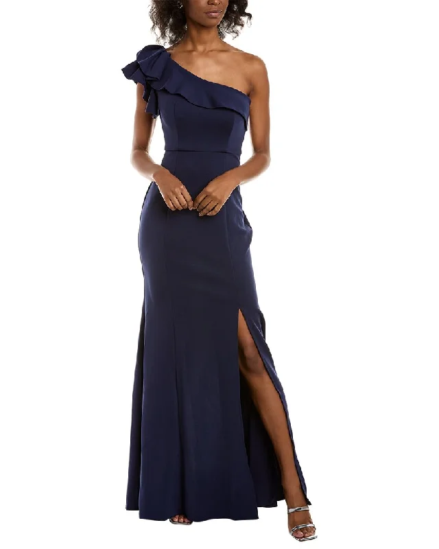 Rene Ruiz Ruffle Fit-And-Flair Gown