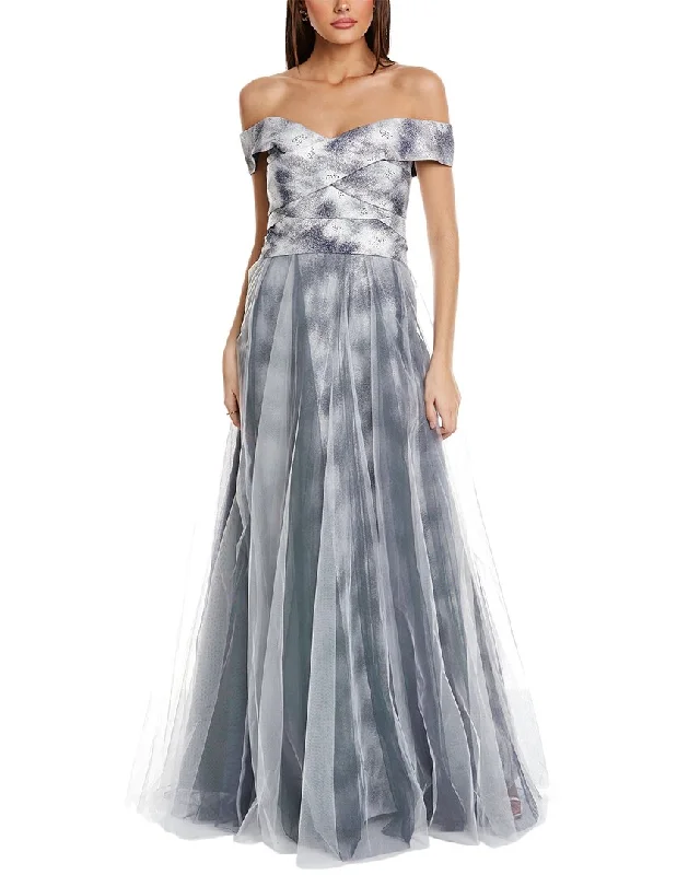 Rene Ruiz Tulle Off-The-Shoulder Gown