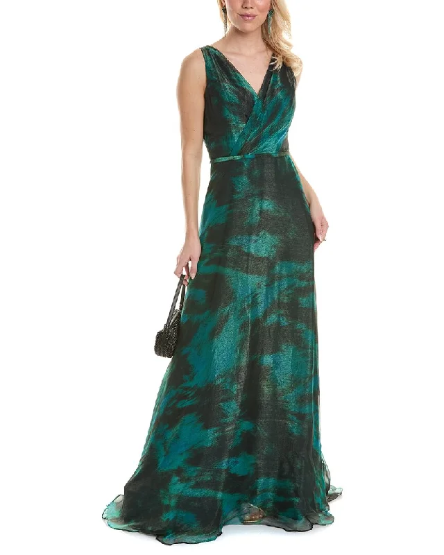 Rene Ruiz V-Neck Chiffon A-Line Gown