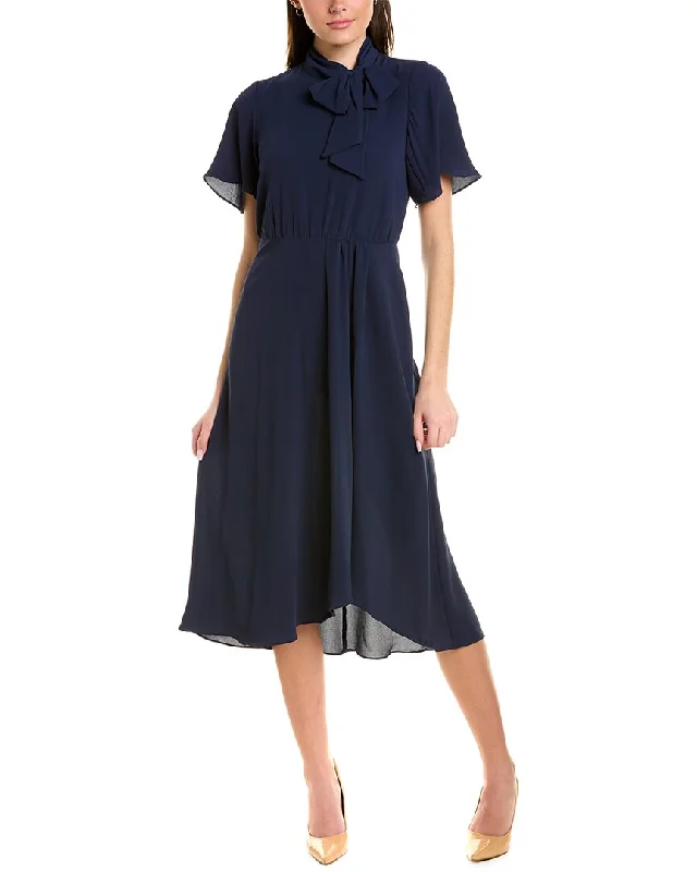 London Times Bubble Crepe Midi Dress