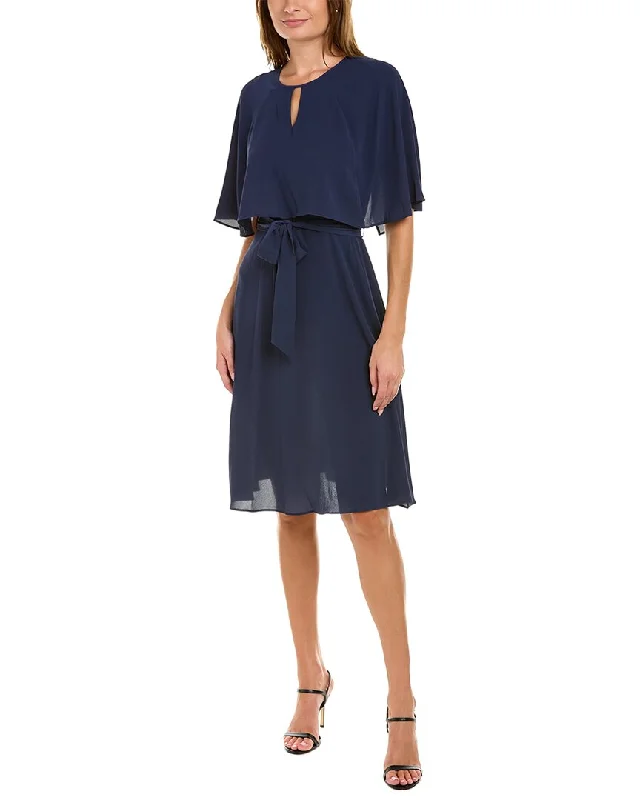 London Times Pebble Crepe Midi Dress