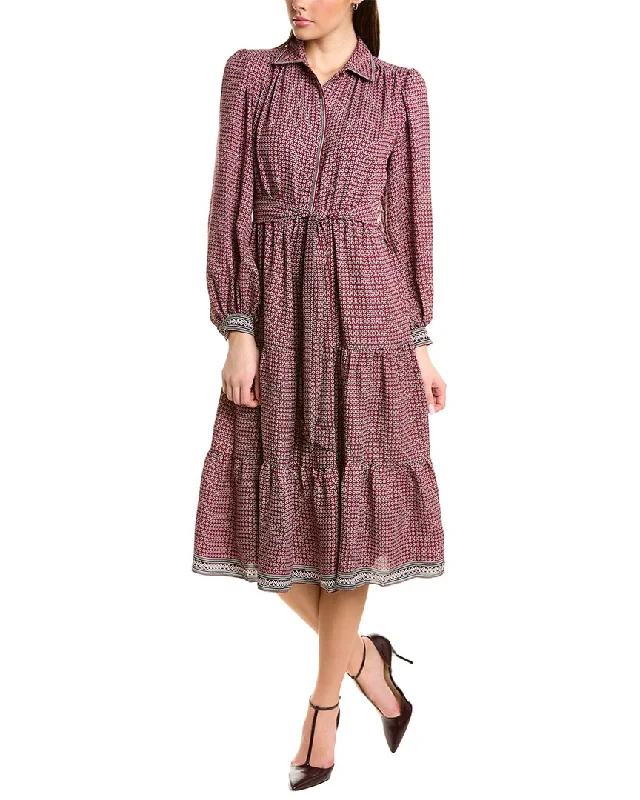 Max Studio Tiered Midi Shirtdress