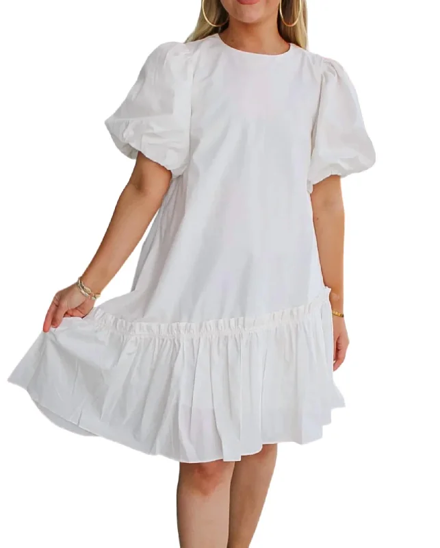 Asymmetrical Poplin Mini Dress In White