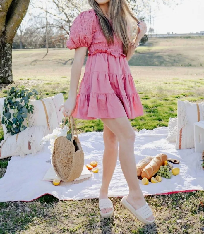 Flutter Sleeve Mini Dress In Pink