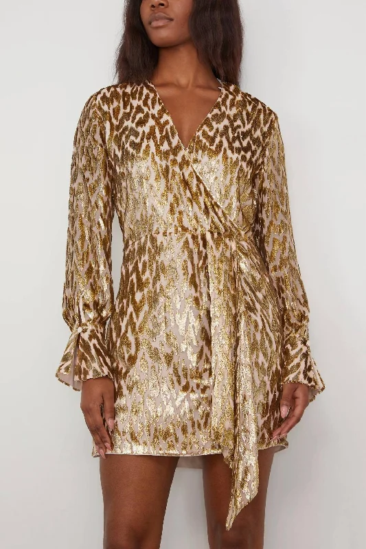 Women's Camryn Long Sleeve Mini Dress In Gold