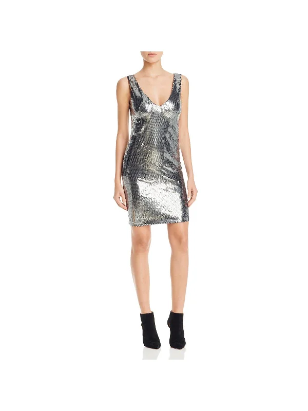 Womens Sequined Party Mini Dress